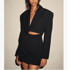 Zara black blazer cut out dress limited edition worn once black size small
